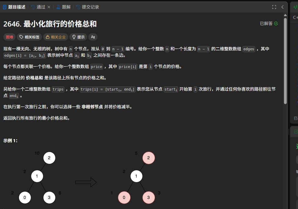 力扣2646题：图论与动态规划解决最小化旅行的价格总和